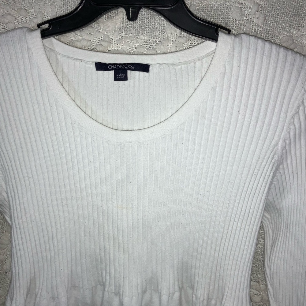 Chadwick white long sleeve ribbed sweater large
